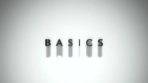 Basics 3D title animation matte black text on a white background Stock Footage 300715705