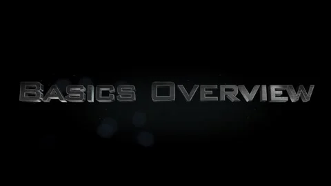 Basics Overview title metal text on black alpha channel background Stock Footage 296260400