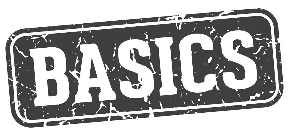 Basics rectangular sign. basics stamp Stock Illustration
