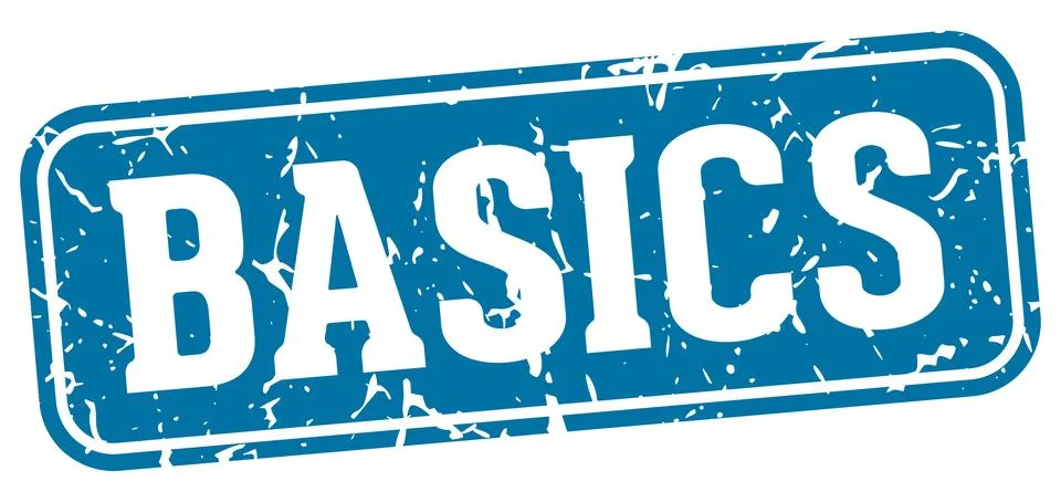 Basics rectangular sign. basics stamp Stock Illustration