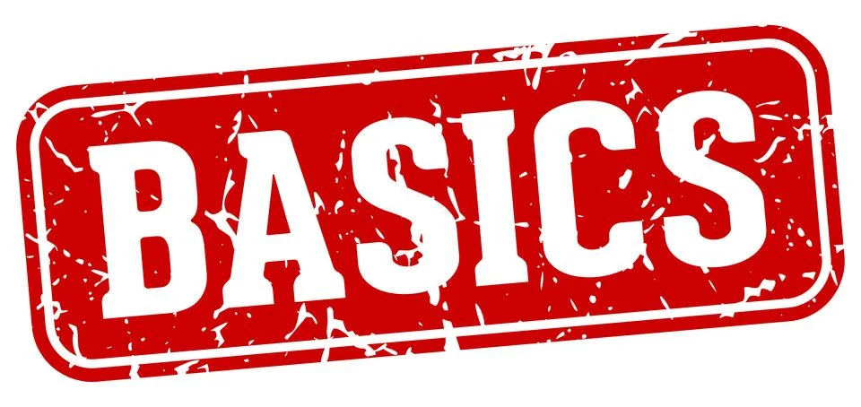 Basics rectangular sign. basics stamp Stock Illustration