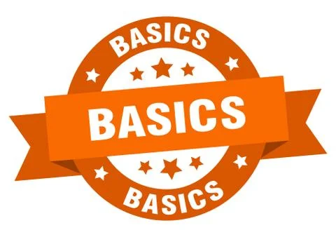 Basics round ribbon isolated label. basics sign Stock Illustration