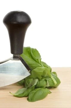 Basil and knife Stock Photos