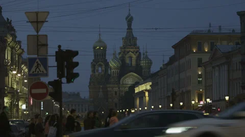 Basil Cathedral in Moscow streets Stock Footage