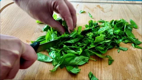 Basil chopping Stock Footage 320840986