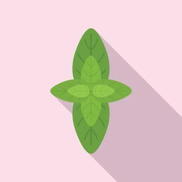 Basil herb icon flat . Spice leaf Stock Illustration