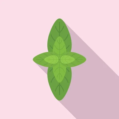 Basil herb icon flat vector. Spice leaf Stock Illustration
