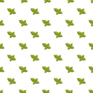 Basil herb leaves creating seamless pattern design Illustrazione stock