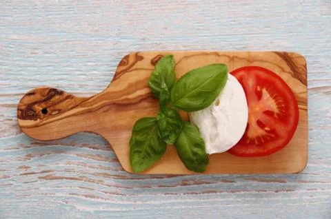 Basil leaf, mozzarella cheese and tomato slice as italy flag Stock Photos