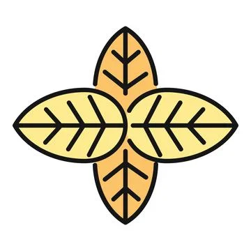 Basil leaves arranged as a flat icon design Illustrazione stock