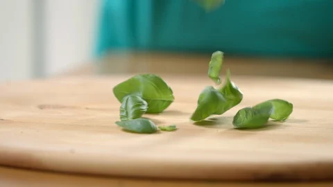 Basil leaves falling Stock Footage 88245761