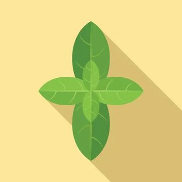 Basil leaves icon flat vector. Herb plant Illustrazione stock
