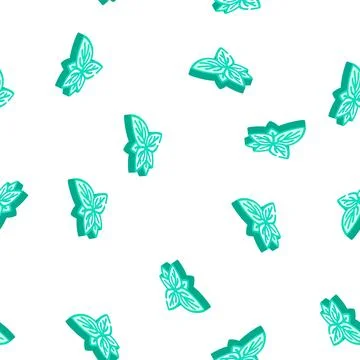 Basil leaves isometric icon seamless pattern 스톡 일러스트