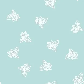 Basil leaves line vector seamless pattern Stock Illustration