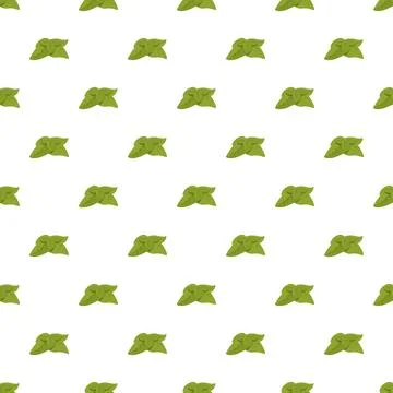 Basil leaves seamless pattern background in flat style 스톡 일러스트