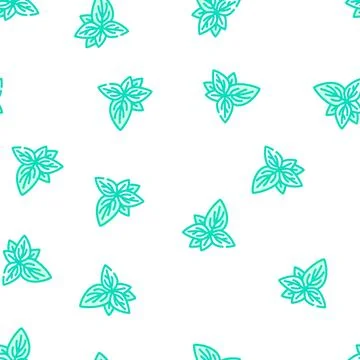 Basil leaves vector seamless pattern Stock Illustration