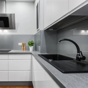 Basil in modern kitchen Foto stock