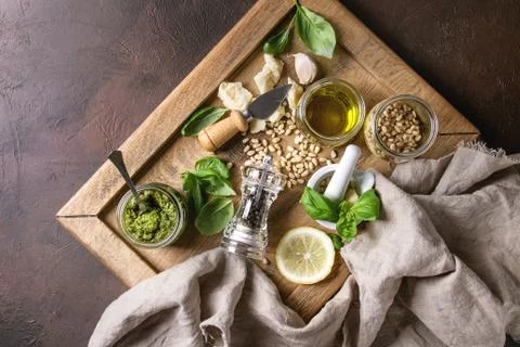 Basil pesto sauce Stock Photos