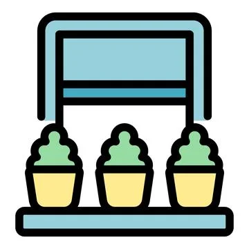 Basil window garden icon vector flat Illustrazione stock