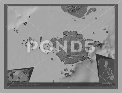 Basilan, Philippines. Bilevel. Labelled points of cities Illustration ...