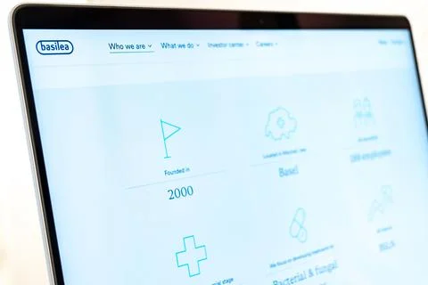 Basilea website displaying company profile and information Stock Photos