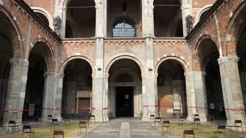 Basilic of Sant'Ambrogio, Milan. Stock Footage 139038488