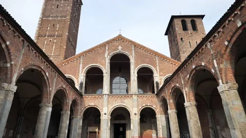 Basilic of Sant'Ambrogio, Milan. Stock Footage 139038726