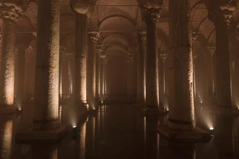 Basilica Cistern view from inside. Landmarks of Istanbul Stock Photos