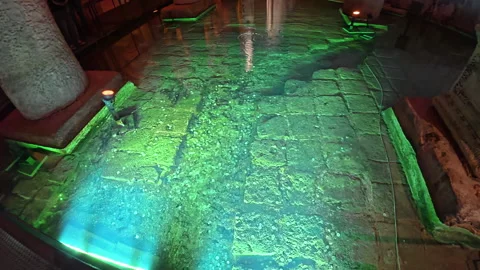 Basilica Cistern , a wide-angle view capturing the columns, arches Stock Footage 311664042