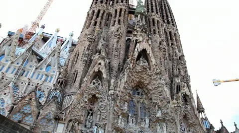 The Basílica i Temple Expiatori de la Sagrada Família in Barcelona, Spain Stock Footage 51716038