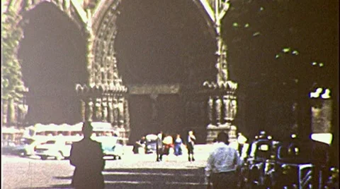Basilica of Notre-Dame de Boulogne Paris 1950s Vintage Film Home Movie 298 Stock Footage