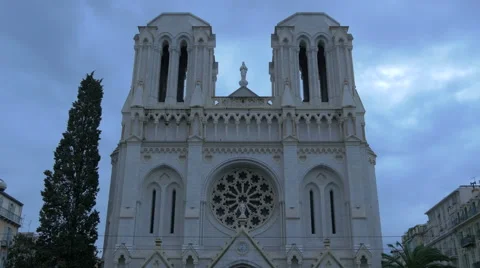 Basilica of Notre-Dame de Nice on the Avenue Jean-Médecin in the centre of Nice Stock Footage 61065609