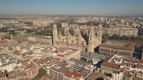 Basilica of Our Lady of the Pillar in Zaragoza Stock Footage 97791553