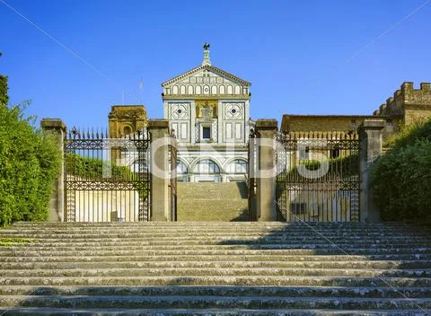 Basilica San Miniato al Monte in Florence or Firenze, church in Tuscany Italy Stock Photos