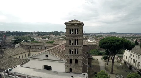 Basilica of Sant Bonifacio e Alessio in Rome, Italy. Drone N. Stock Footage 64385453