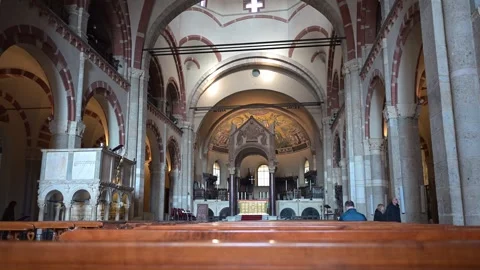 Basilica of Sant'Ambrogio Inside Video stock 305599463