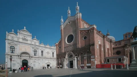 Basilica SS Giovanni e Paolo Church Cathedral in Venice, Time Lapse Stock Footage 172049006