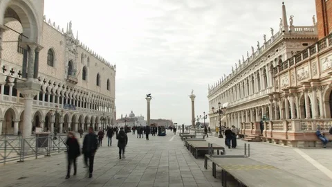 Basilica Of St Mark Timelapse Hyperlapse And San Marco Campanile Stock Footage 87555526