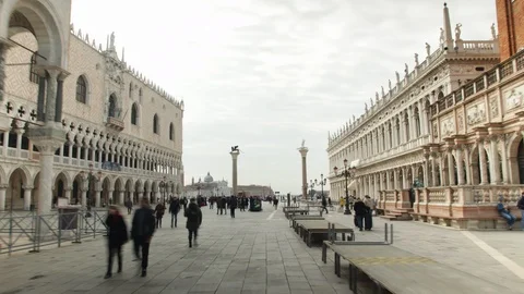 Basilica Of St Mark Timelapse Hyperlapse And San Marco Campanile Stock Footage 87558707