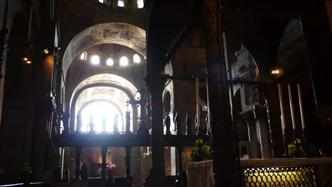 Basilica, St Marks Venice, light through window. Stock Footage 70149113