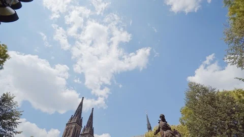 The Basilica of St. Peter and St. Paul, in Vysehrad Castle in Prague. View from Video stock 97942935