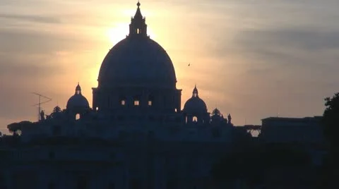 Basilica St.Petre in sunset.Rome.Italy. Stock Footage