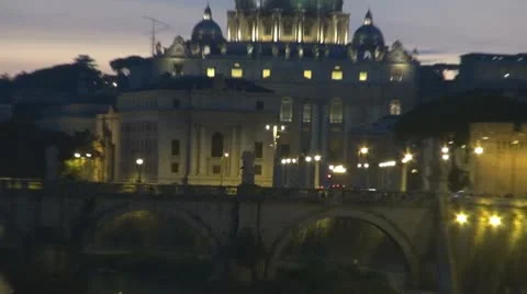 Basilica St.Petre in sunset.Rome.Italy. Stock Footage