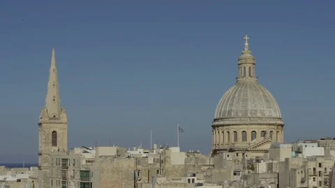 Basilica in Valletta during the day, Malta Stock Footage 74780597