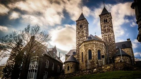 The basilica at the village of Sint Odilienberg. Stock Footage 94182853