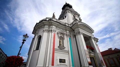 Basilica in Wadowice. Sunny day 動画素材 158009865