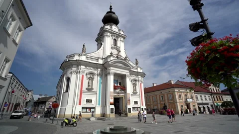 Basilica in Wadowice. Sunny day 動画素材 158009877