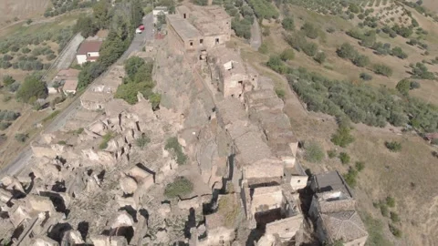 Basilicata, flying on old Craco Stock Footage 259649479