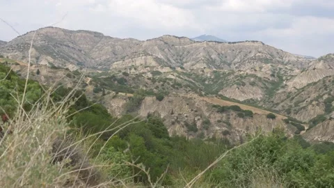 Basilicata, panoramic view of calanchi Stock Footage 136590567