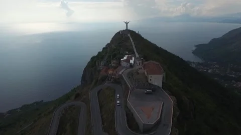 Basilicata, tracking shot of Christ of Maratea Stock Footage 135754151